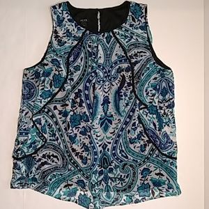 Alyx Blue Floral Patterned Sleeveless Blouse